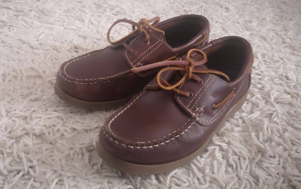 Zazara Boys barna br boat shoes, deck shoes, vitorls kiscip 33-as