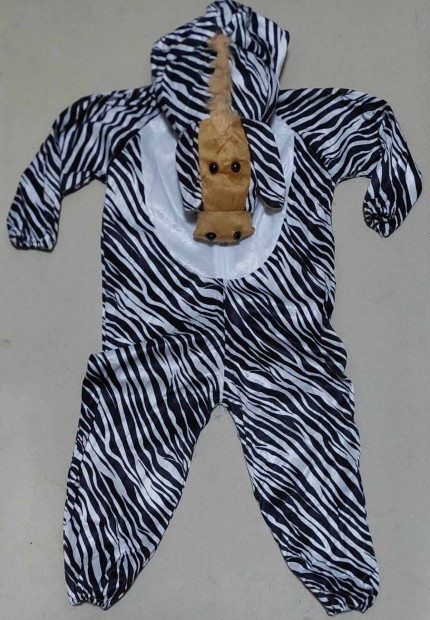 Zebra kapucnis pizsama jelmez gyerekeknek farsangra S-Es