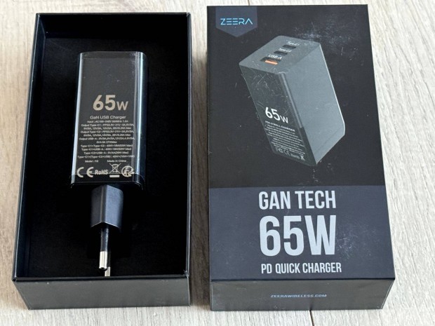 Zeera 65 W gyorstlt PD GaN fali tlt Type C + USB mobiltelefon tab