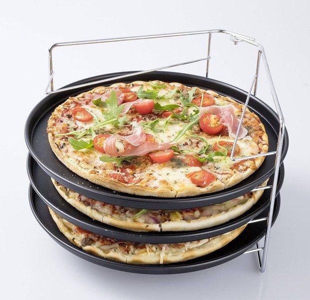 Zenker Pizza Pan Set - 3 szintes 29 cm pizzast serpeny kszlet, pi