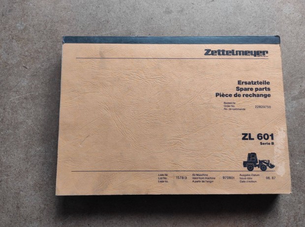 Zettelmeyer ZL 601 gumikerekes kotr alkatrszkatalgus