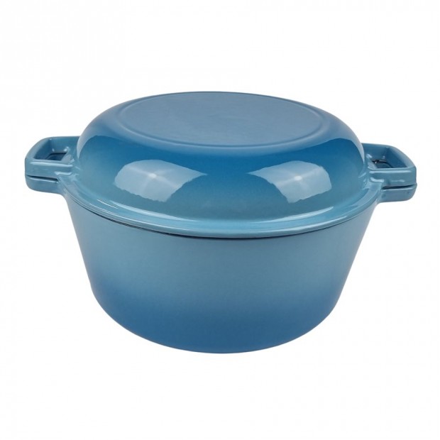 Zom�ncozott k�tr�szes �nt�ttvas l�bas 26cm, vil�gosk�k