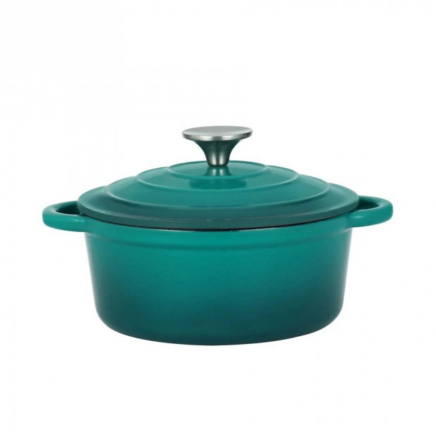 Zom�ncozott �nt�ttvas l�bas fed�vel 2 literes, 20 cm-es t�rkizk�k