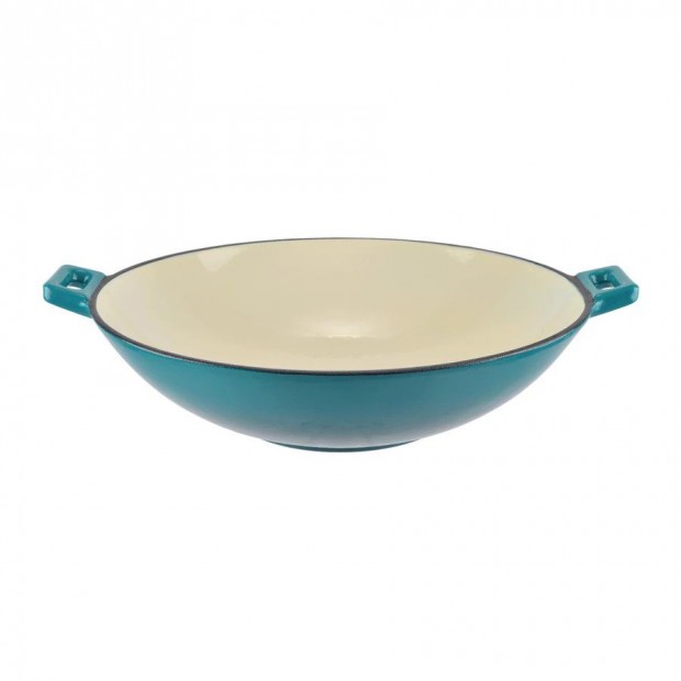 Zom�ncozott �nt�ttvas wok 37cm t�rkizk�k