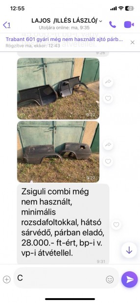 Zsiguli kombi hátsó sárvédő párban eladó