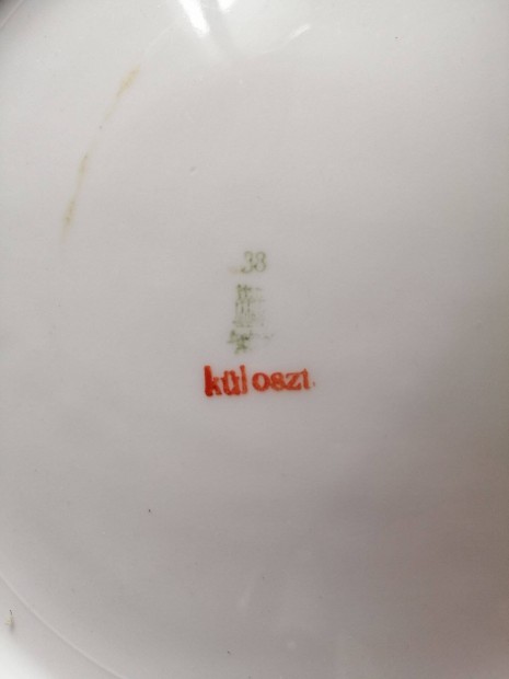 Zsolnai egyedi jelzés porcelán tányér virágminta különleges export !