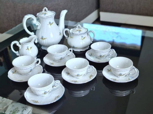 Zsolnay porcelán 9 részes mokkás-kávés készlet