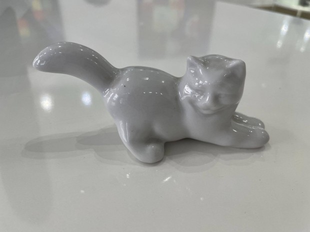 Zsolnay porceln macska cica Sink Andrs terve llatfigura