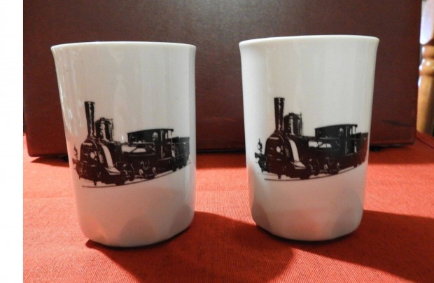 Zsolnay porcelán poharak - 100 éves a Budapest-Pécsi vasút (1882-1982)