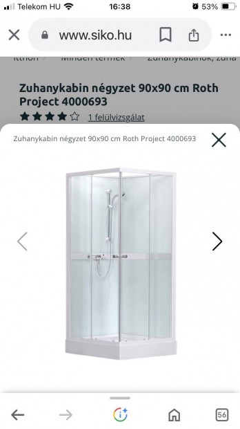 Zuhanykabin ngyzet 90x90 cm Roth Project 4000693