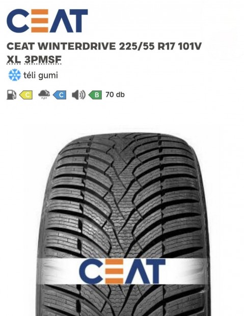 ,4x  Ceat Winterdrive 225/55 R17 101V XL, 3Pmsf
