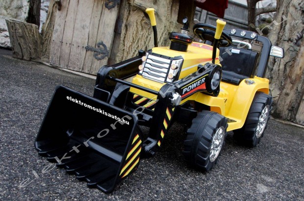 (CAT) Traktor mozgatható markolóval 12V sárga elektromos kisautó