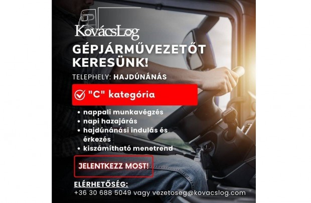 "C" kategóriás jogosítvánnyal rendelkező sofőrt keresünk!