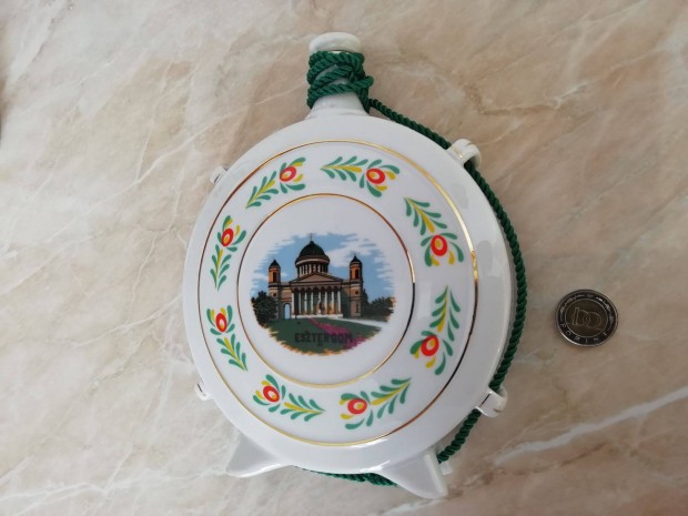 "Esztergom" Hollhzi porceln kulacs a 70-es vek vgrl ritka