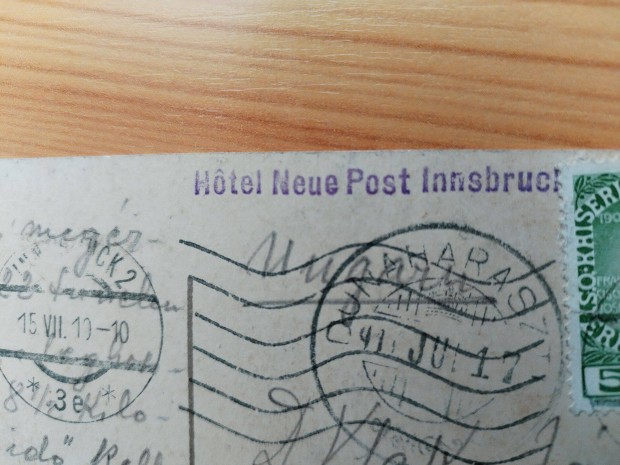 "Hotel Neue Post Innsbruck" 1910-es kpeslap