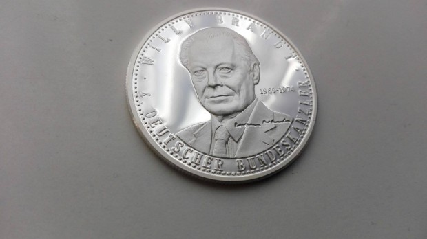"Willy Brandt Kancellár" Német szín ezüst emlékérem 20g