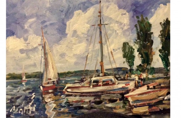 ,balatoni vitorlasok - festmény
