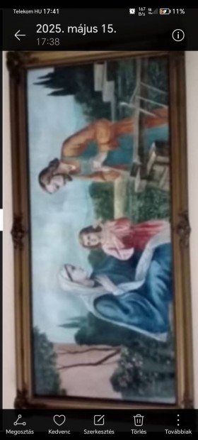 a szent család régi olajnyomat kép festmény