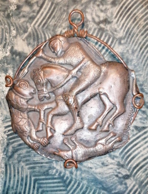 antik arab bronz plaket