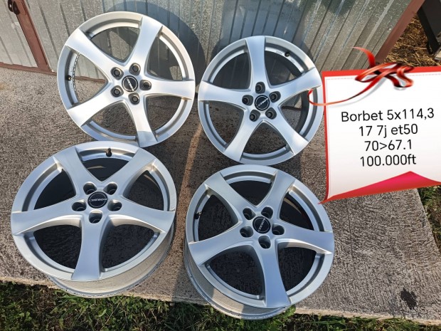 borbet 5x114,3 17 col alufelni szett