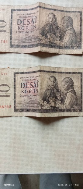 cseszlokvk 10korona  bankjegyek 2db