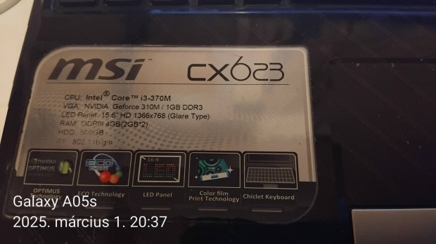 elad MSI CX623 notebook