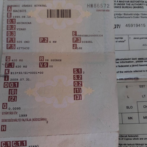 eladó Virgo autó , 2 személyes