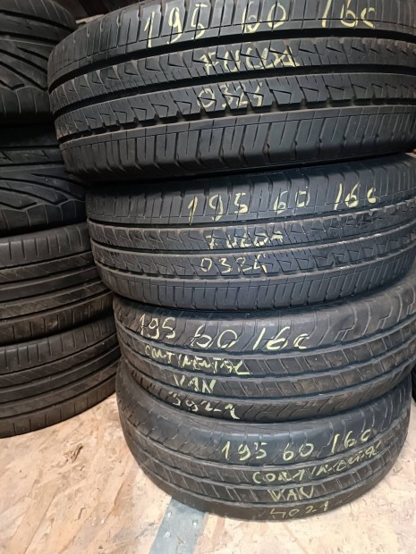 eladó egy szett 195/60 R16 C kisteherautó gumik Continental és Fulda