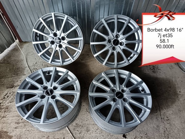 fiat,alfa borbet 4x98 16 col alufelni szett