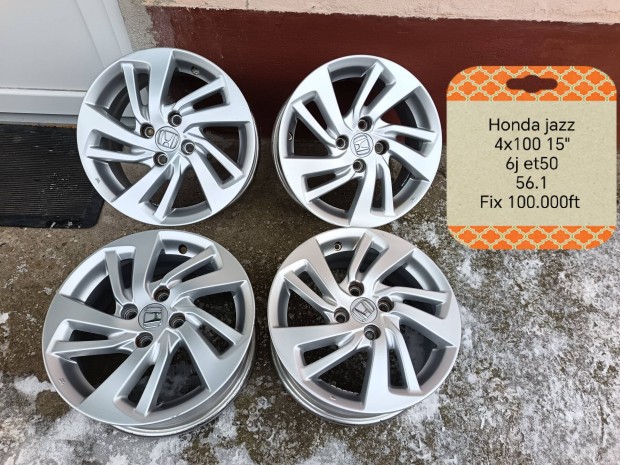 honda jazz 4x100 15 col alufelni szett 