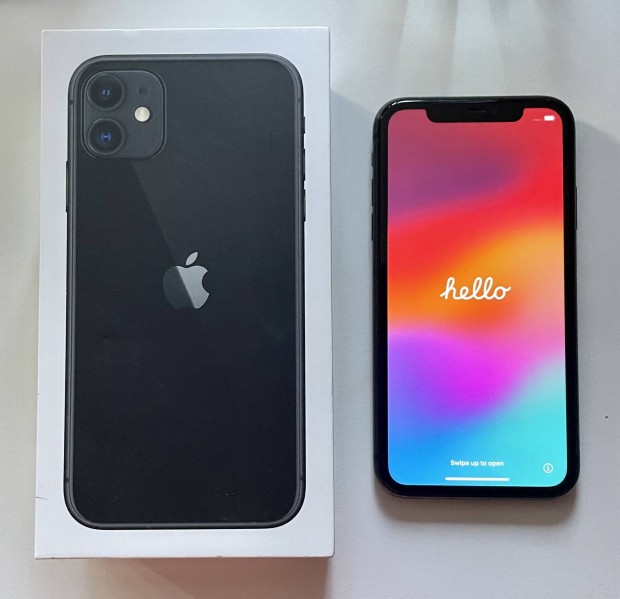 iphone 11 fekete, fggetlen, tokkal