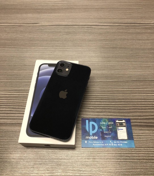 iphone 12, Megkmlt, 64GB, Fekete, Fggetlen, Garancia