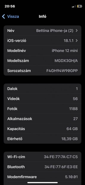 iphone 12 mini 64GB 84%-os akksi