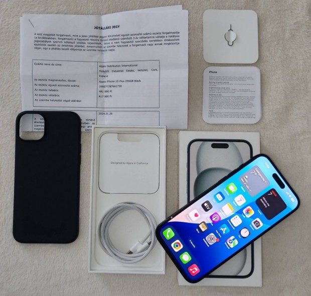 iphone 15 Plus ! 256GB!! Közel 2 év garancia!! Nagyon szép!