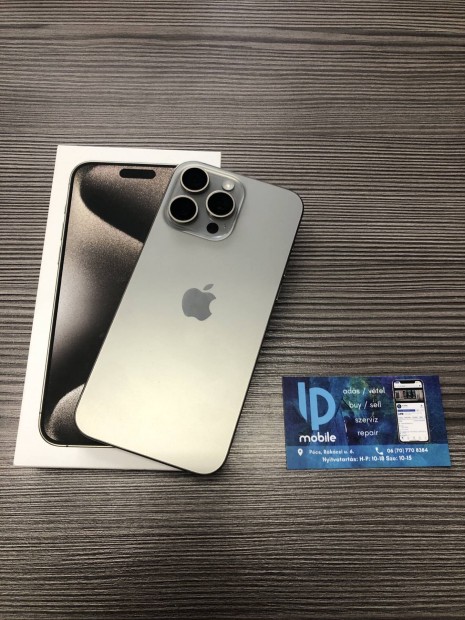 iphone 15 Pro Max, jszer, Natural Titanium, 256GB, Garancia