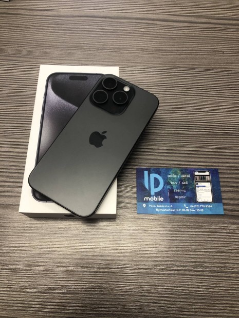 iphone 15 Pro, jszer, Black Titanium, Fggetlen, 128GB, Gyri gar