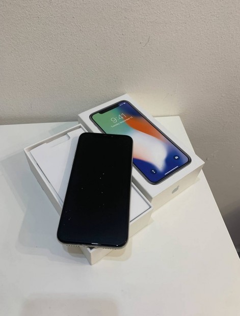 iphone X, Silver, 64GB krtyafggetlen - 100% akku Garancis!