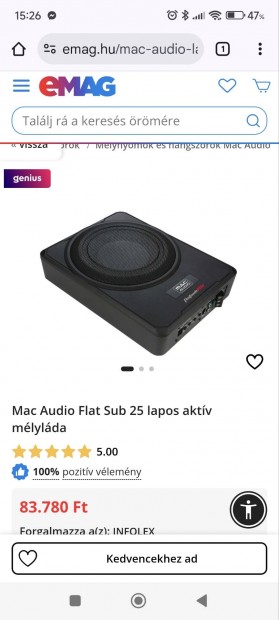 mac audió aktív mélyláda