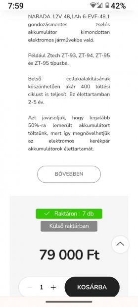 narada elektromos aut akkumultor 