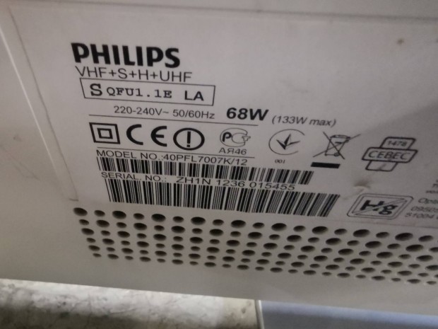 philips 40 pfl7007. hibás led tv