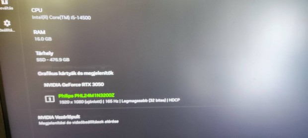 rtx 3050,i5 14500 félkonfig