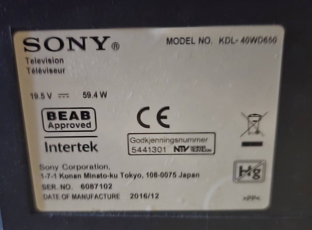 sony bravia okos tv hibs