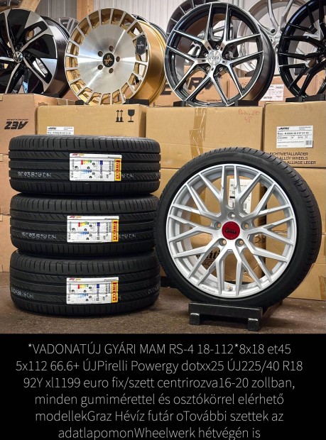 új Mam RS4 5x112 225/40 R18 Pirelli új nyári gumikkal