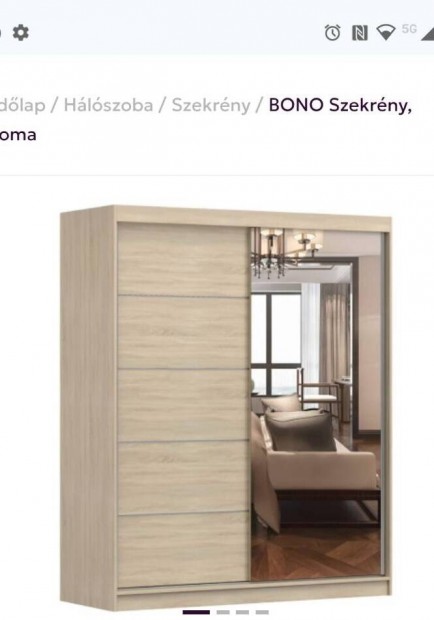 újszerű tükrös, tolóajtós gardrób