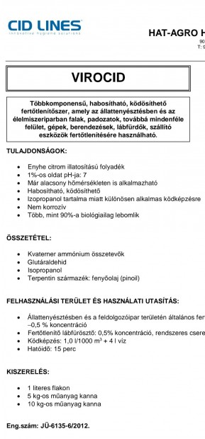 virocid fertőtlenítő eladó