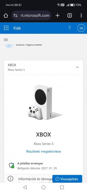 xbox series s 500gb 1,5 év garancia