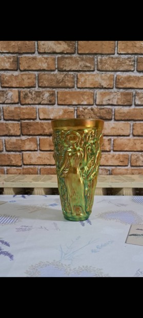 zsolnay eozin mázas porcelán szüretelő pohár euzin
