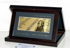 24 kt arany exkluzív Mozart asztal vitrin dísz, luxus ajándék