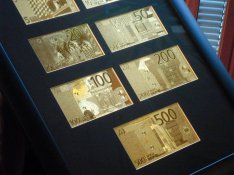 24kt Arany 5-500 Euro UNC Bankjegy Luxus Full Szett, Exkluzív Ajándék