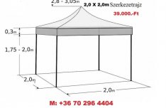 2x2 m AA Pavilon Sátor 30mm Váz + Impregnált PVC ponyva